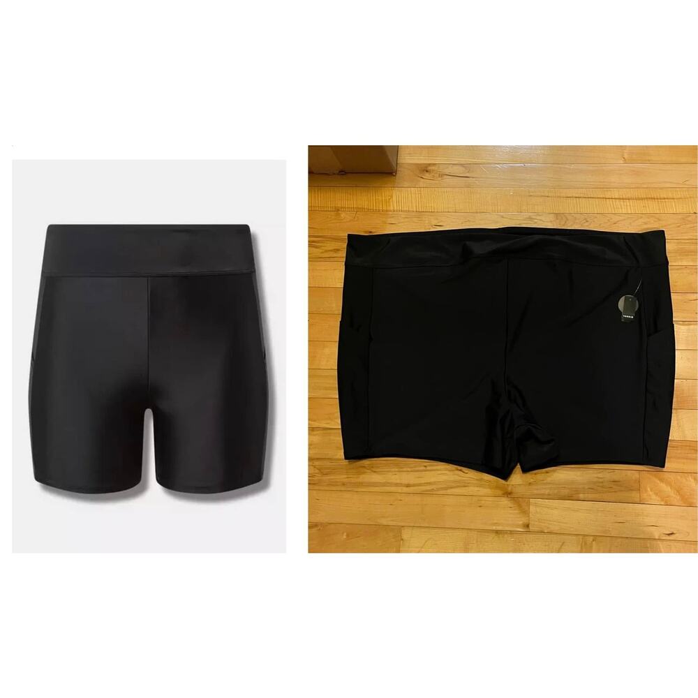 Torrid Black High Rise Biker Swim Shorts 4" Inseam w/Side Pockets Lined New‎ 6X